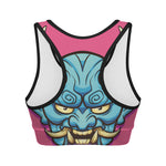 Blue Japanese Demon Print Women's Sports Bra