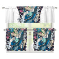 Blue Japanese Dragon Tattoo Print 3 Piece Kitchen Curtains
