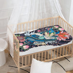 Blue Japanese Dragon Tattoo Print Baby Crib Sheet