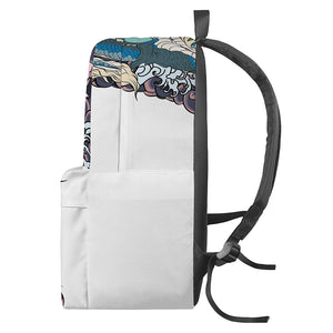 Blue Japanese Dragon Tattoo Print Backpack