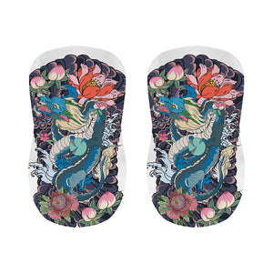 Blue Japanese Dragon Tattoo Print Bar Stool Covers