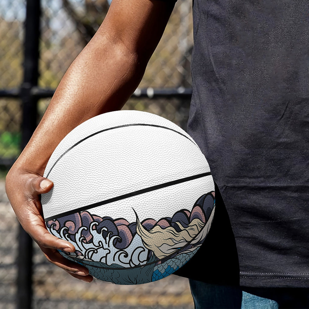 Blue Japanese Dragon Tattoo Print Basketball
