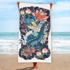 Blue Japanese Dragon Tattoo Print Beach Towel