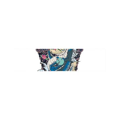 Blue Japanese Dragon Tattoo Print Bed Runner