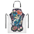 Blue Japanese Dragon Tattoo Print Bib Apron With Pocket
