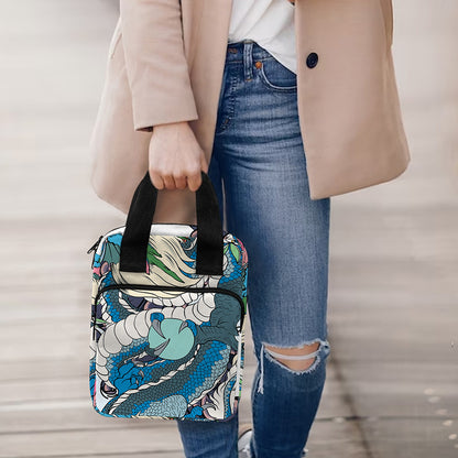 Blue Japanese Dragon Tattoo Print Bible Tote Bag