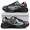 Blue Japanese Dragon Tattoo Print Black Chunky Shoes