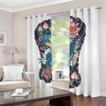 Blue Japanese Dragon Tattoo Print Dimout Grommet Curtains