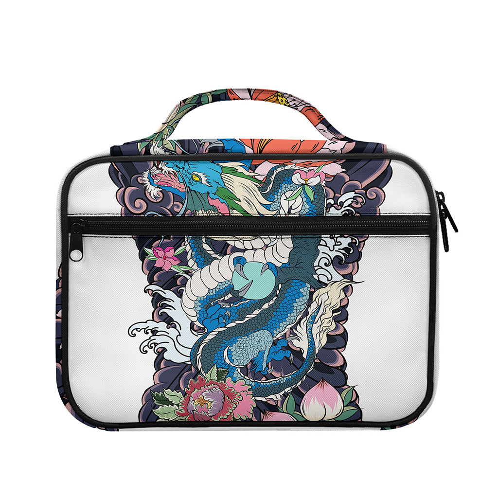 Blue Japanese Dragon Tattoo Print Briefcase Bible Bag