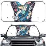 Blue Japanese Dragon Tattoo Print Car Windshield Sun Shade