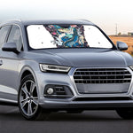 Blue Japanese Dragon Tattoo Print Car Windshield Sun Shade