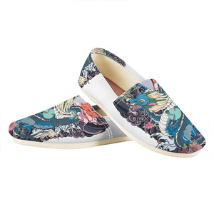 Blue Japanese Dragon Tattoo Print Casual Shoes