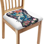 Blue Japanese Dragon Tattoo Print Chair Cushion Cover