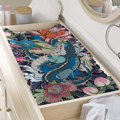 Blue Japanese Dragon Tattoo Print Changing Pad Cover