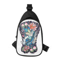 Blue Japanese Dragon Tattoo Print Sling Bag