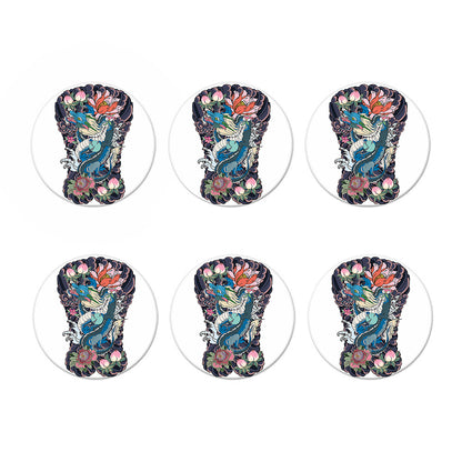 Blue Japanese Dragon Tattoo Print Coaster Set