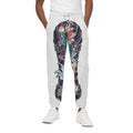 Blue Japanese Dragon Tattoo Print Cotton Sweatpants