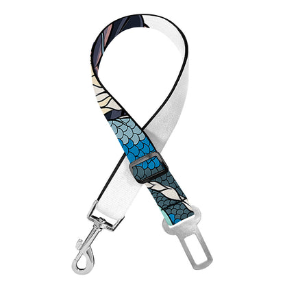 Blue Japanese Dragon Tattoo Print Dog Seat Belt