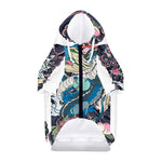 Blue Japanese Dragon Tattoo Print Dog Zip Up Hoodie