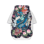 Blue Japanese Dragon Tattoo Print Dog Zip Up Hoodie