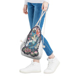 Blue Japanese Dragon Tattoo Print Drawstring Bag