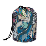 Blue Japanese Dragon Tattoo Print Drawstring Makeup Bag
