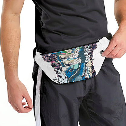 Blue Japanese Dragon Tattoo Print Fanny Pack