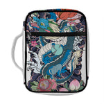 Blue Japanese Dragon Tattoo Print Front Pocket Bible Bag