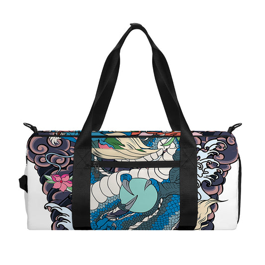 Blue Japanese Dragon Tattoo Print Gym Bag