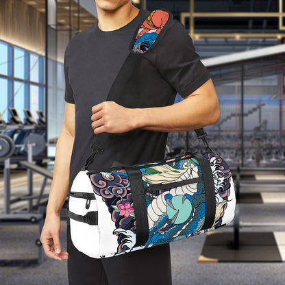 Blue Japanese Dragon Tattoo Print Gym Bag