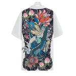 Blue Japanese Dragon Tattoo Print Hawaiian Shirt