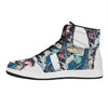 Blue Japanese Dragon Tattoo Print High Top Leather Sneakers