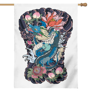 Blue Japanese Dragon Tattoo Print House Flag