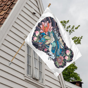 Blue Japanese Dragon Tattoo Print House Flag