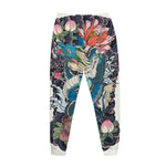 Blue Japanese Dragon Tattoo Print Jogger Pants