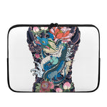 Blue Japanese Dragon Tattoo Print Laptop Sleeve