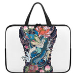 Blue Japanese Dragon Tattoo Print Laptop Sleeve With Handle