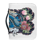 Blue Japanese Dragon Tattoo Print Leather Bible Cover