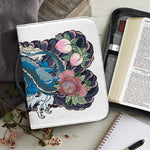 Blue Japanese Dragon Tattoo Print Leather Bible Cover