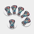 Blue Japanese Dragon Tattoo Print Leather Coaster Set