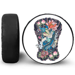 Blue Japanese Dragon Tattoo Print Leather Spare Tire Cover