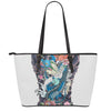 Blue Japanese Dragon Tattoo Print Leather Tote Bag