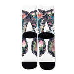 Blue Japanese Dragon Tattoo Print Long Socks