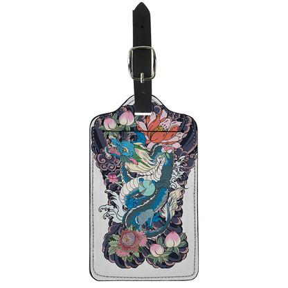 Blue Japanese Dragon Tattoo Print Luggage Tag