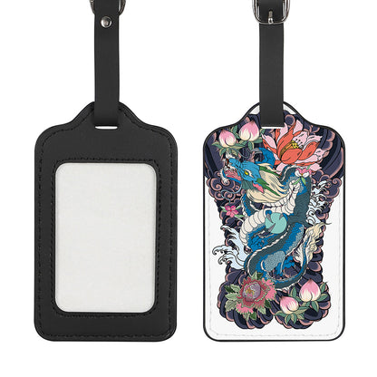 Blue Japanese Dragon Tattoo Print Luggage Tag