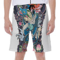 Blue Japanese Dragon Tattoo Print Men's Beach Shorts