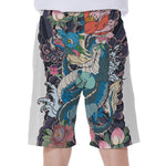 Blue Japanese Dragon Tattoo Print Men's Beach Shorts