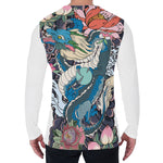 Blue Japanese Dragon Tattoo Print Men's Long Sleeve T-Shirt