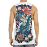 Blue Japanese Dragon Tattoo Print Men's Muscle Tank Top