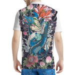 Blue Japanese Dragon Tattoo Print Men's Polo Shirt